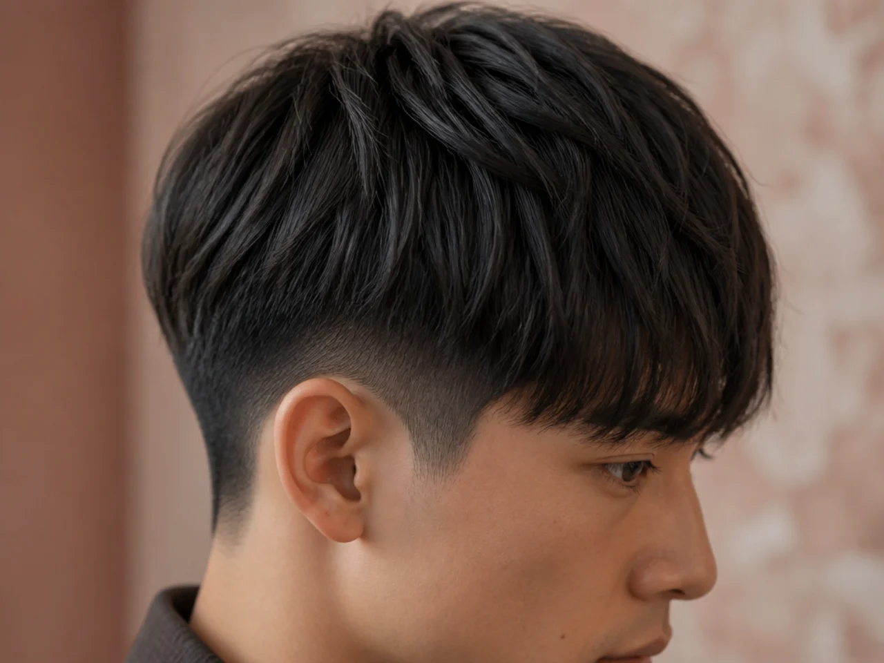 A Korean fringe above a low taper