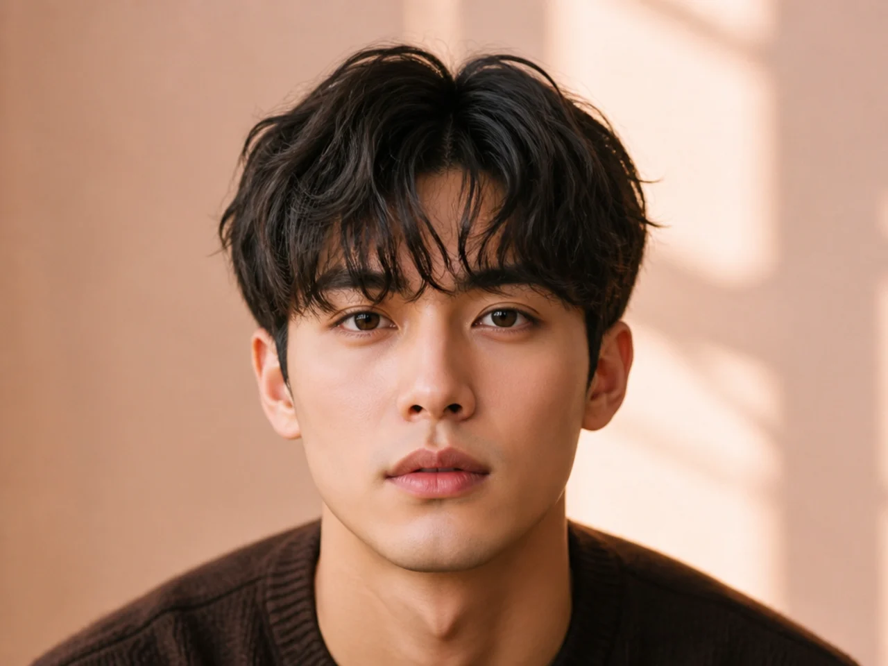 A wavy Korean fringe with natural root lift