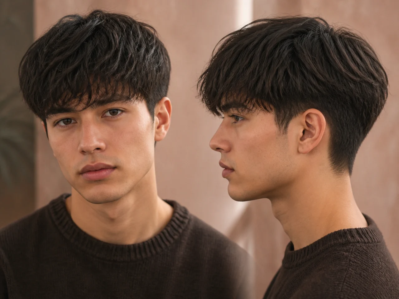 A Korean fringe on thick hair with internal weight removed