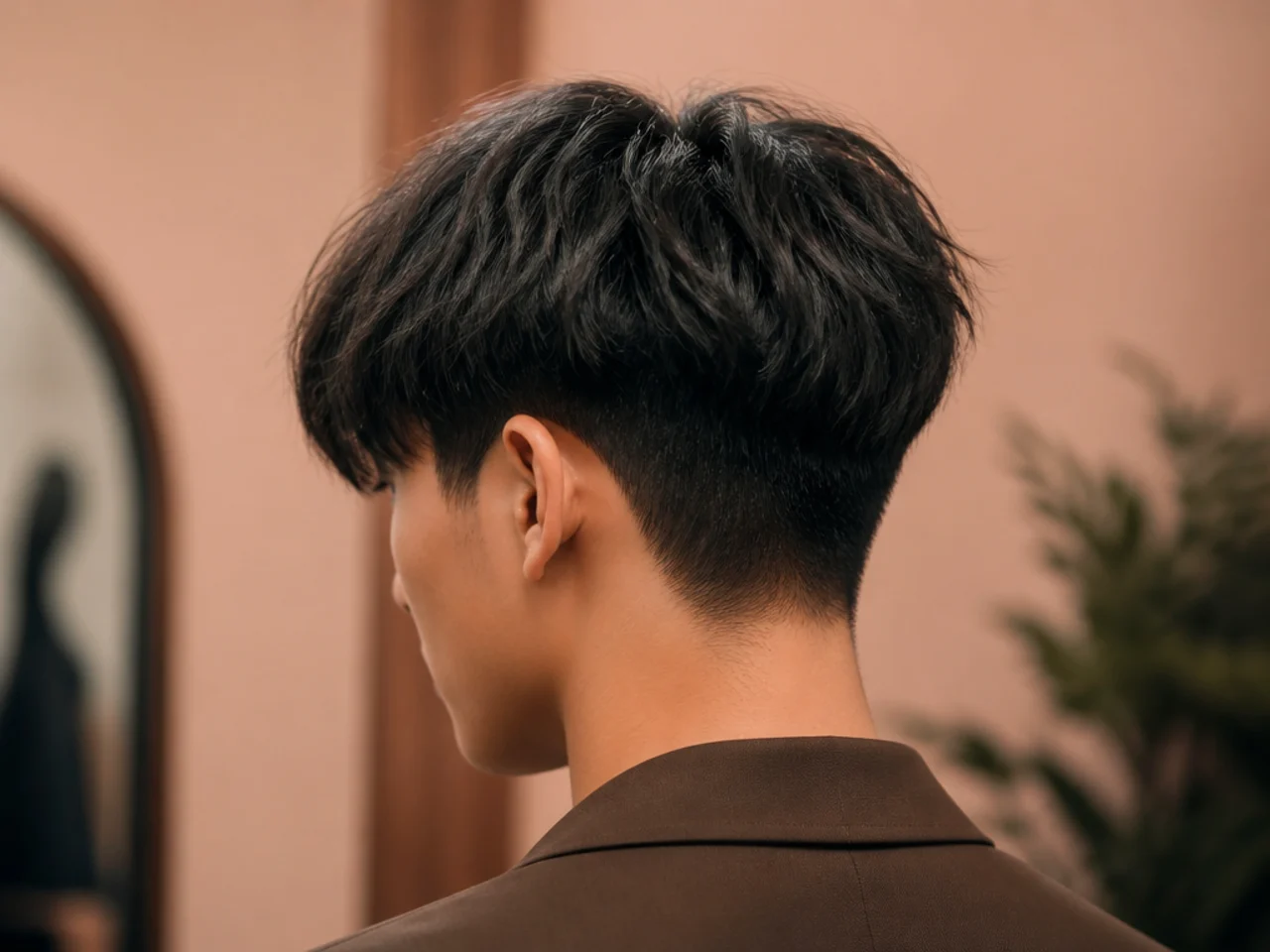 A grown-out two-block with a long fringe at week six