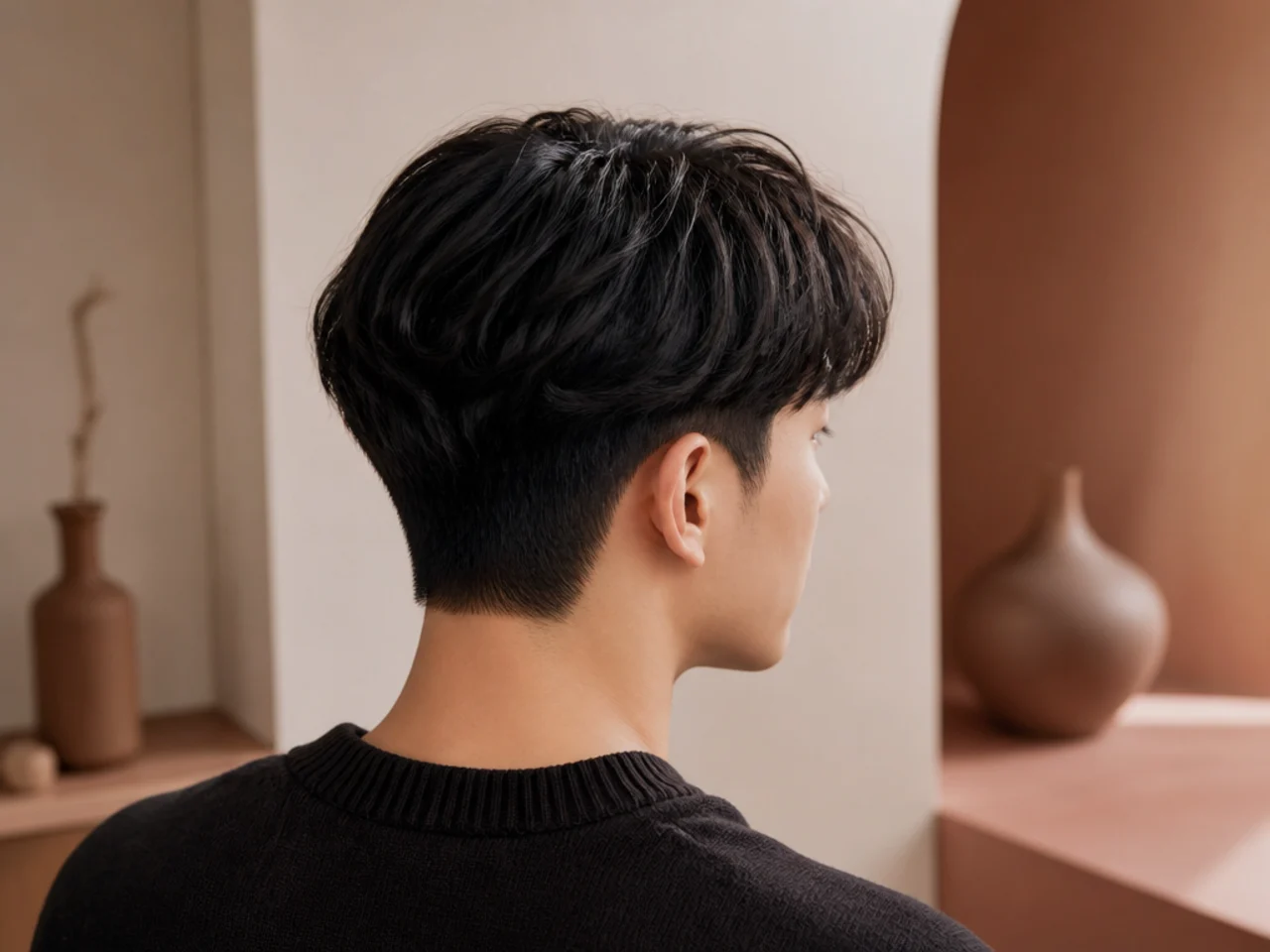 A C-curl permed fringe with an inward bend