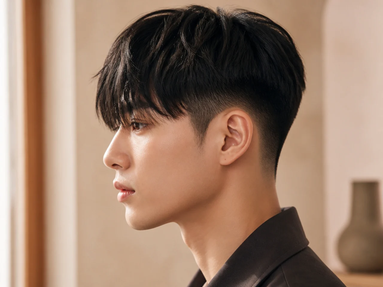 A Korean fringe cut to eye level