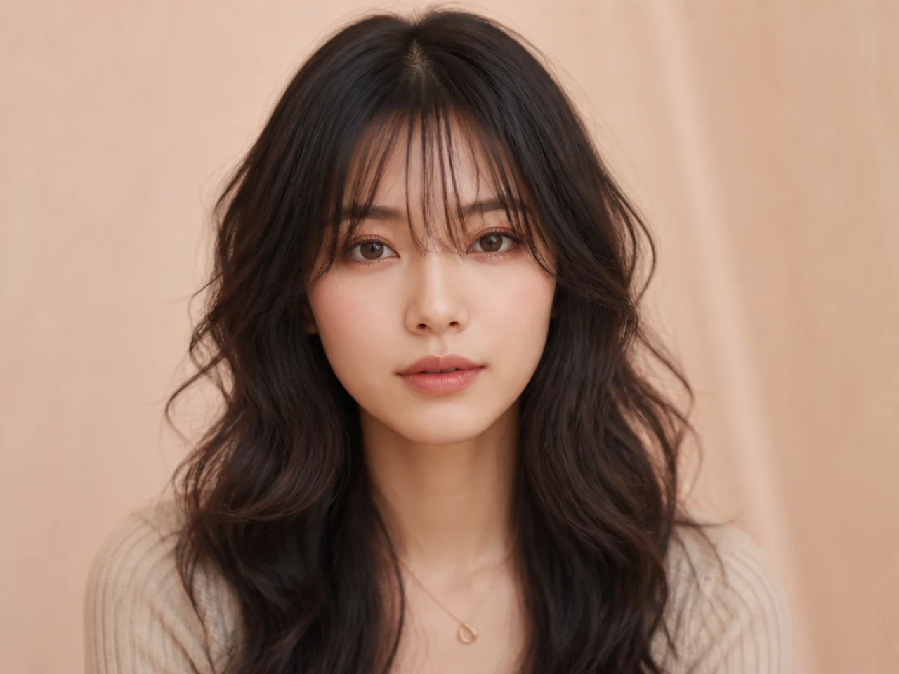 See-through bangs on wavy hair