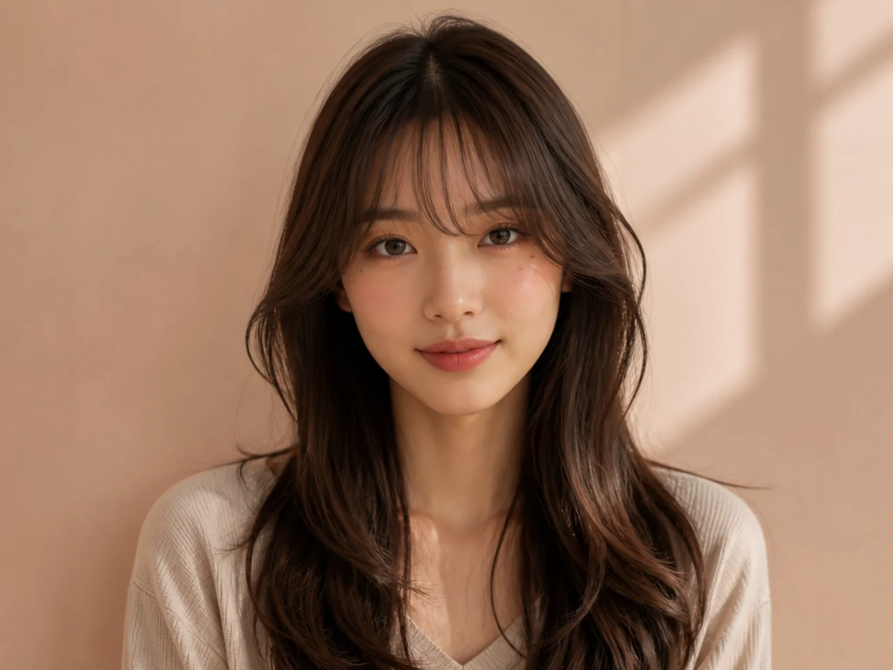 See-through bangs with long hair