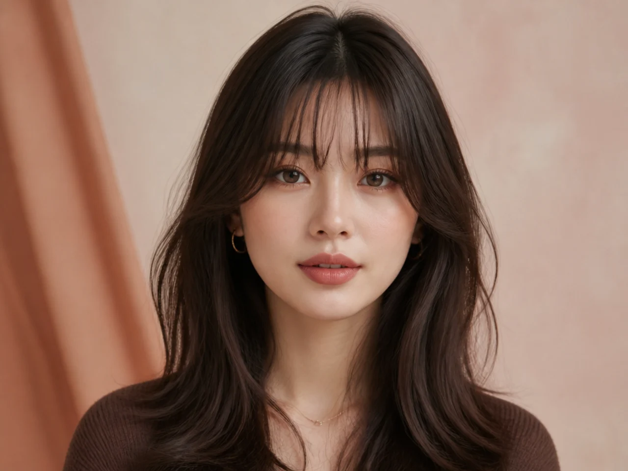 Eyebrow-length see-through bangs