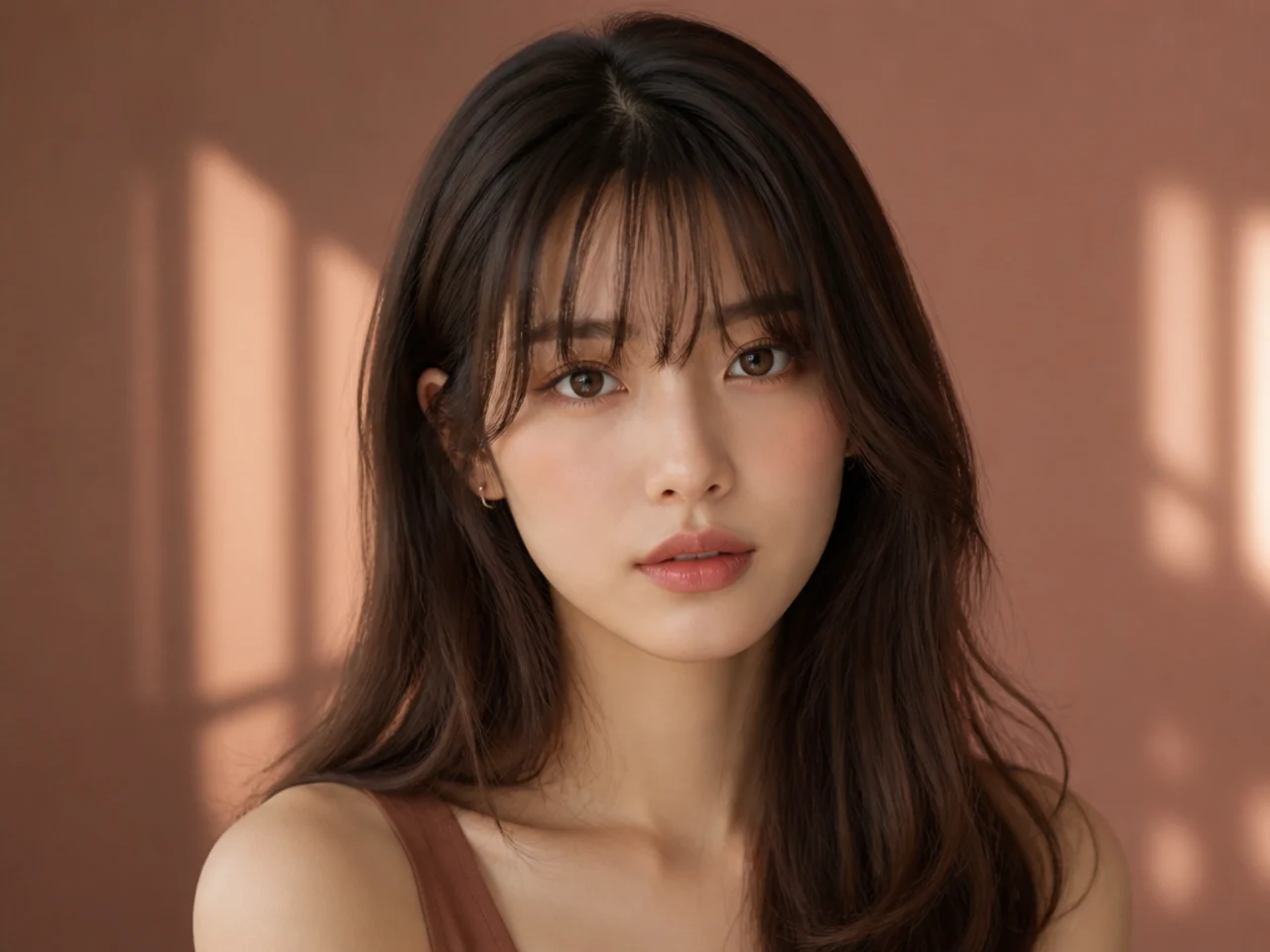 Below-brow see-through bangs