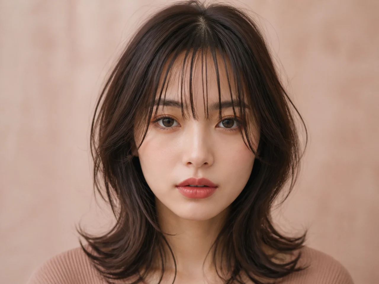 A sparse fringe clumped into strands by product