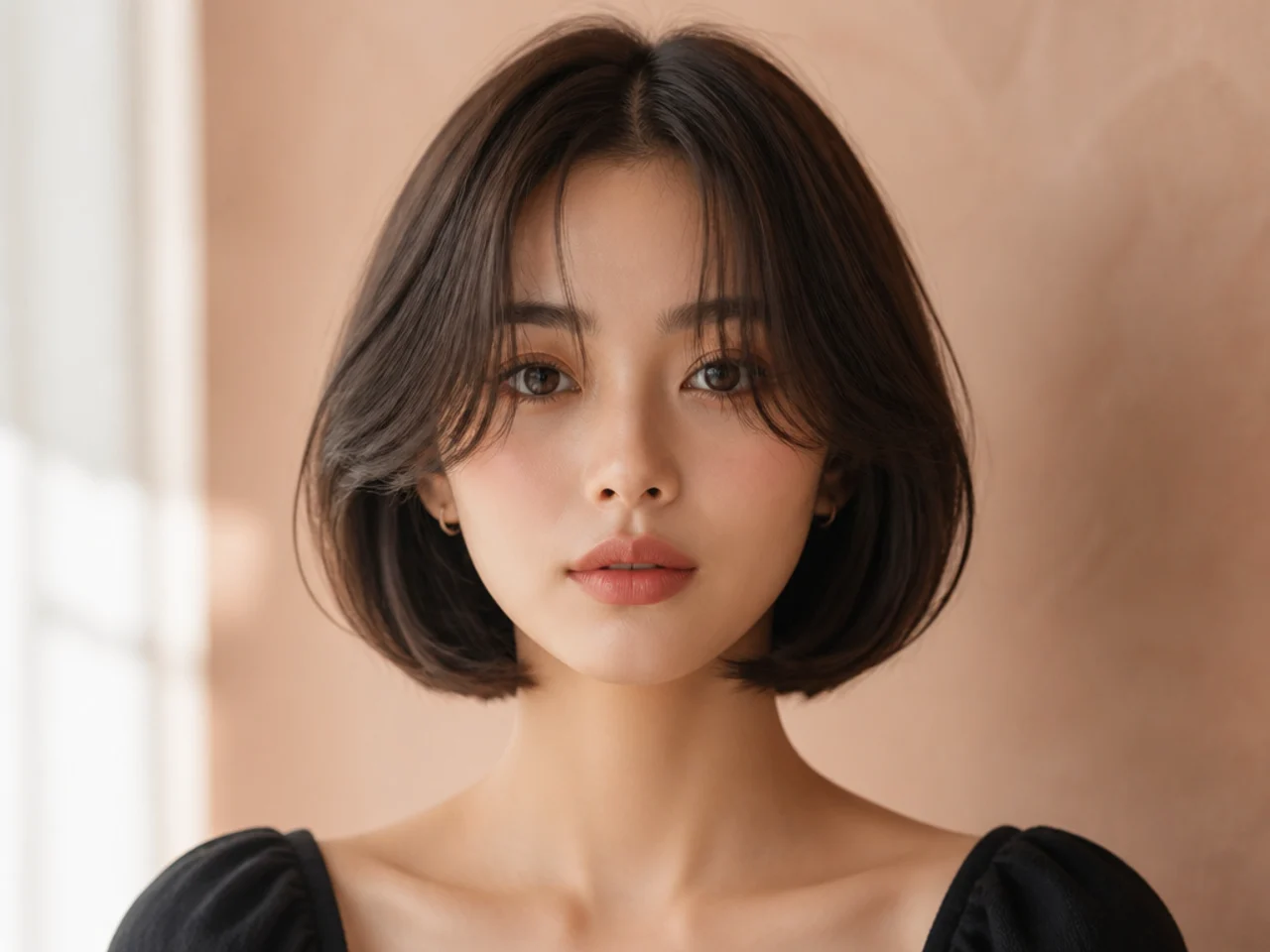 Curtain bangs on a bob