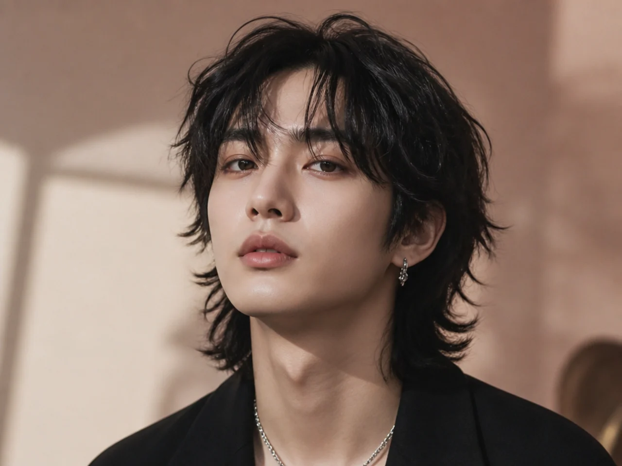Wolf perm with defined wave through every layer on straight-turned-wavy black hair