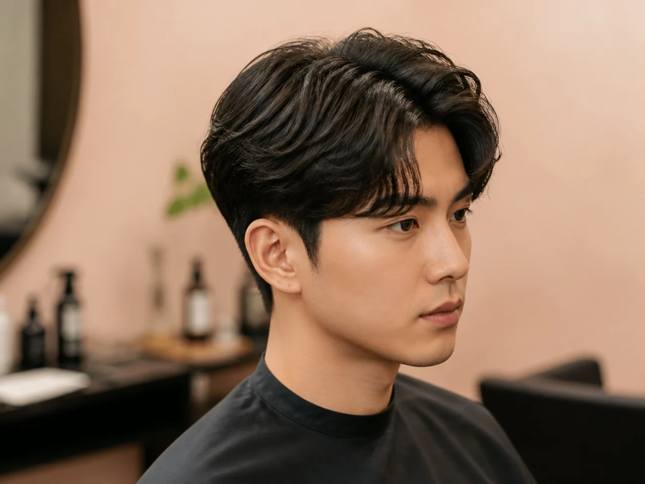 Round brush, matte cream, and light hairspray for styling Korean haircuts