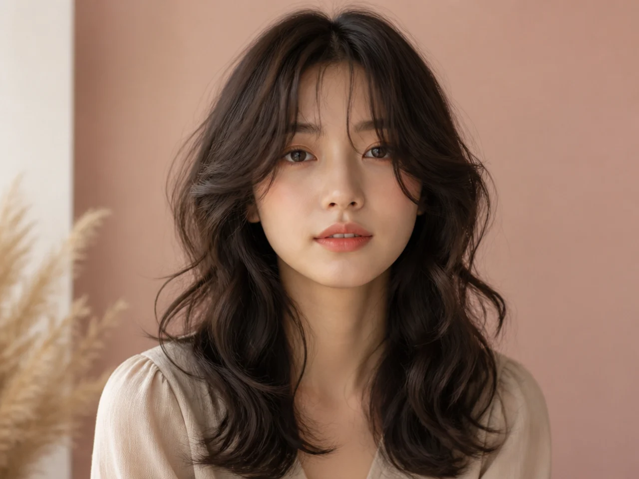 An air-dried permed Korean cut