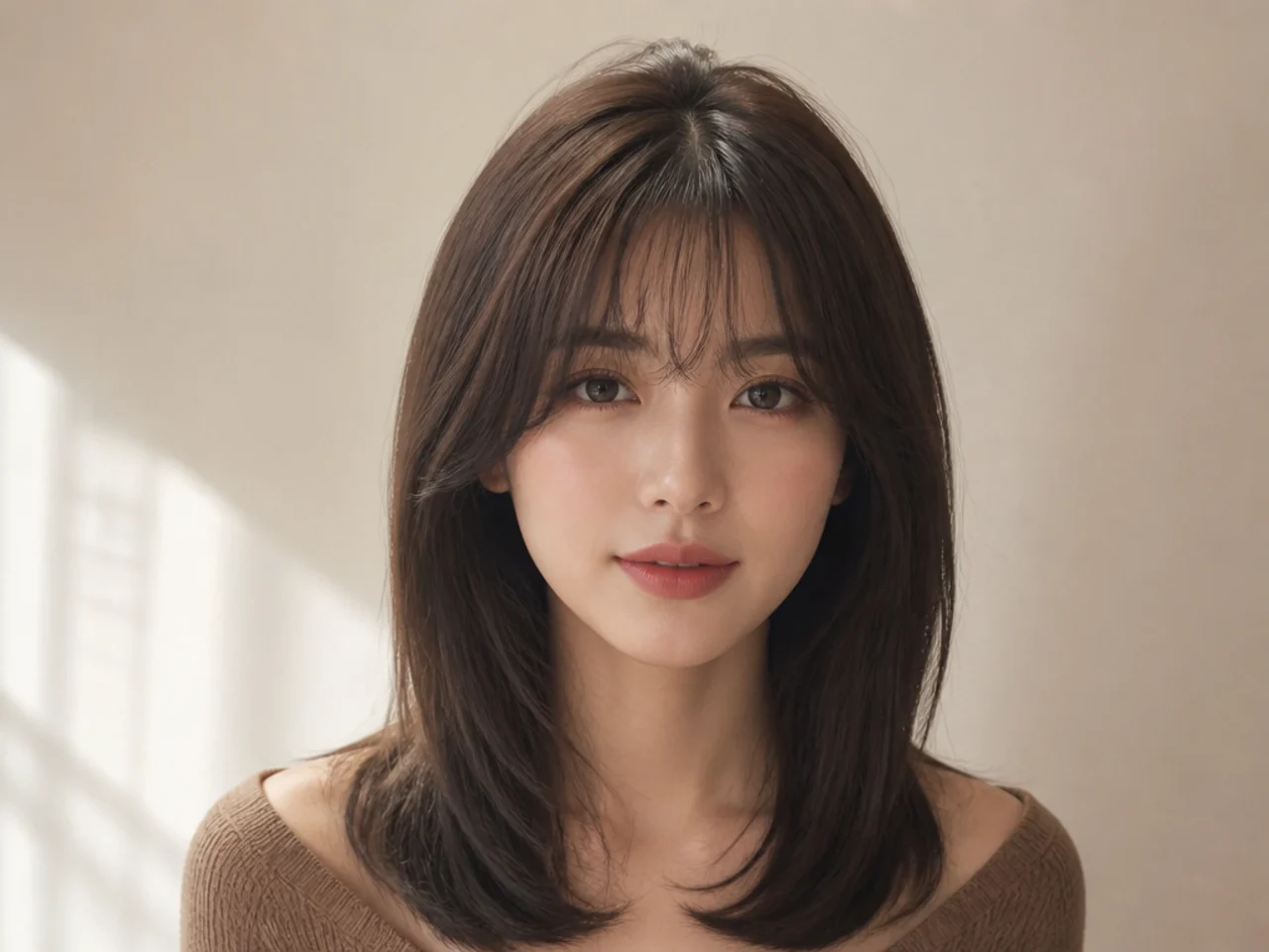 Hair with crown volume and straight ends