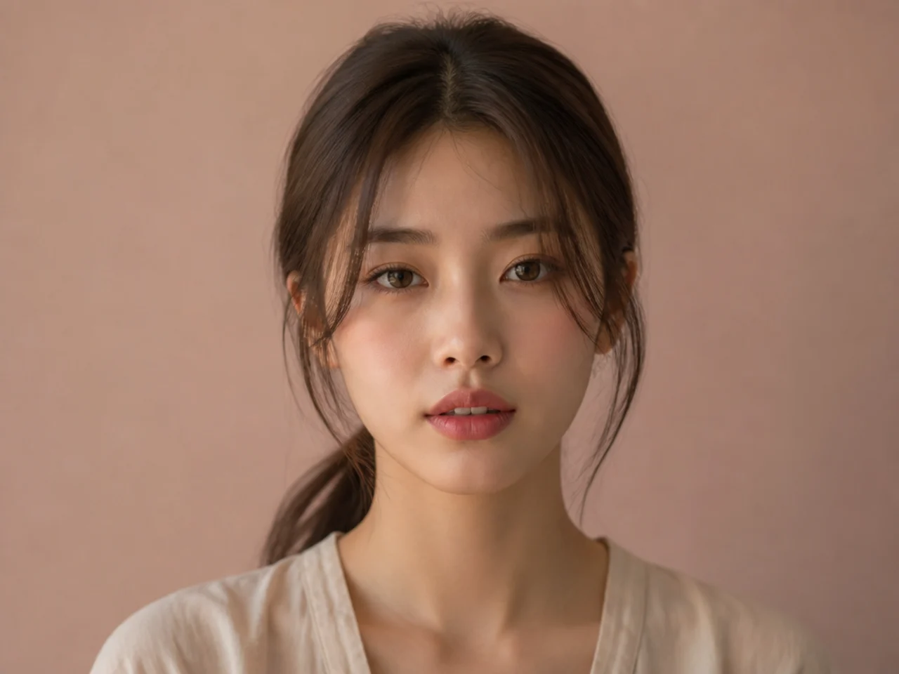 A low ponytail with framing left out