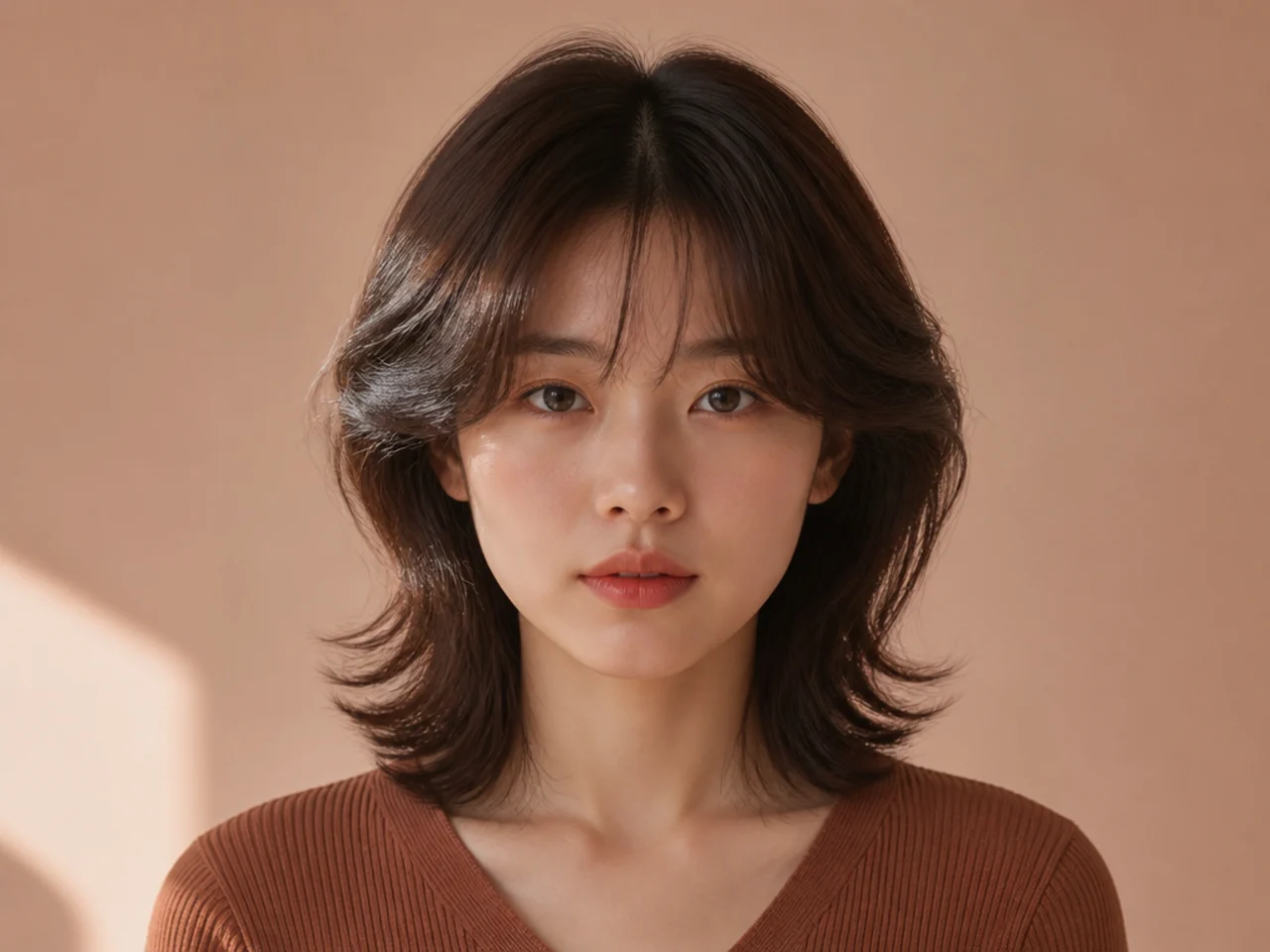 A Korean cut with volume at the sides rather than the crown