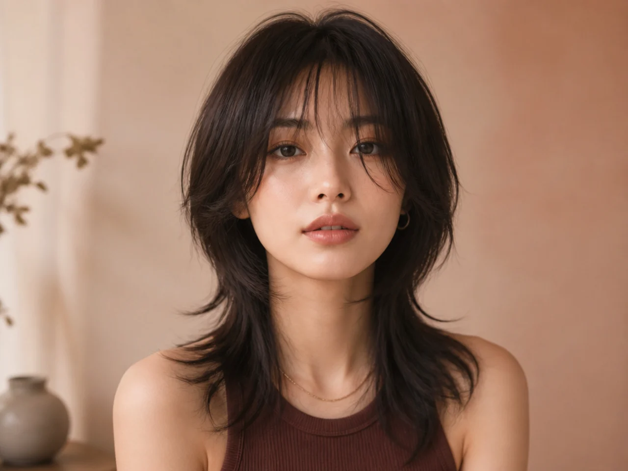 A connected Korean wolf cut