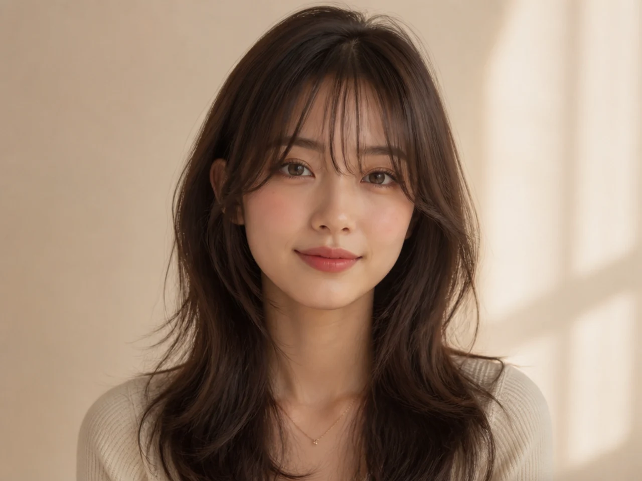 A wide see-through fringe on a heart face