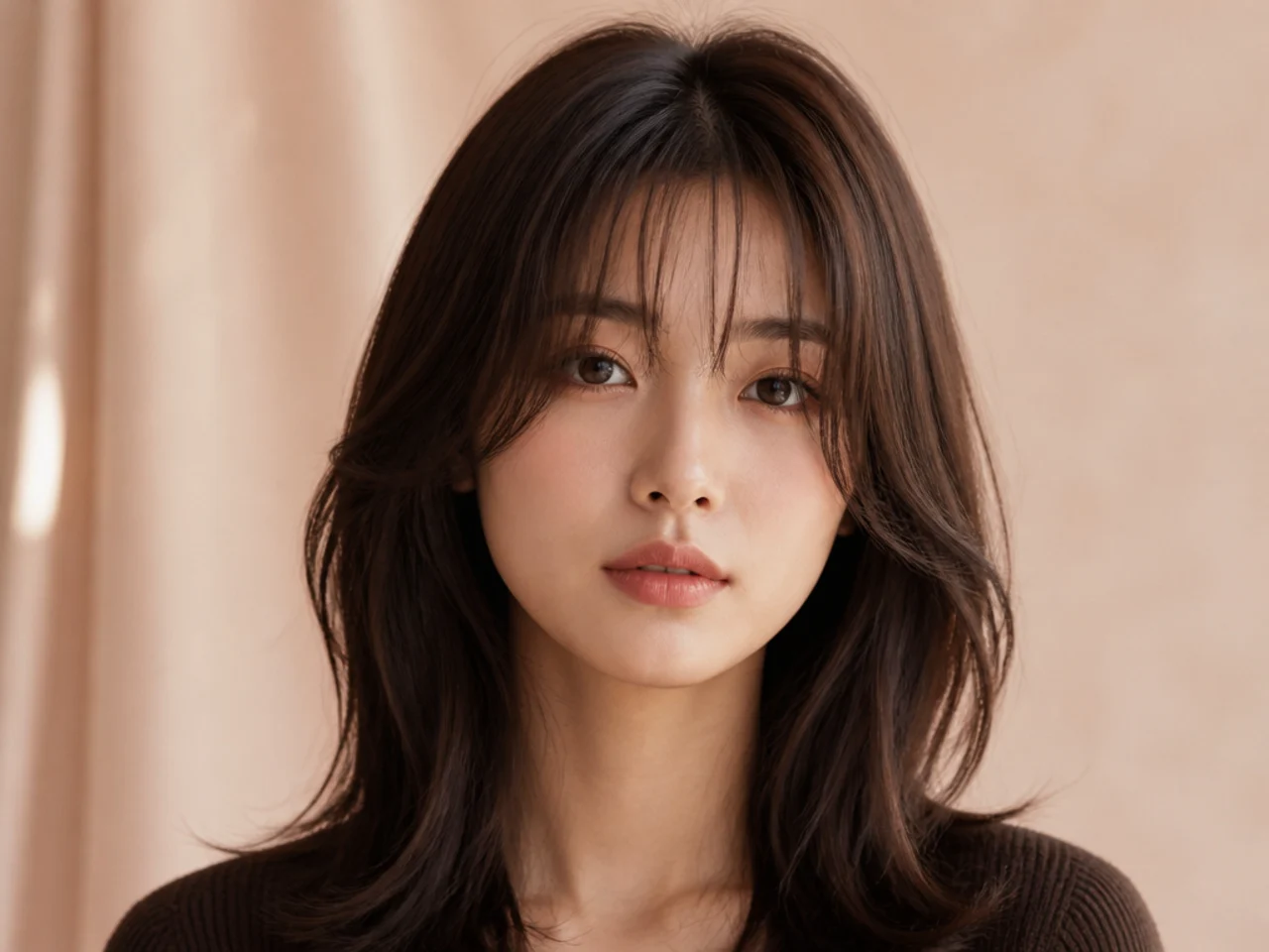 An oval face with a see-through fringe