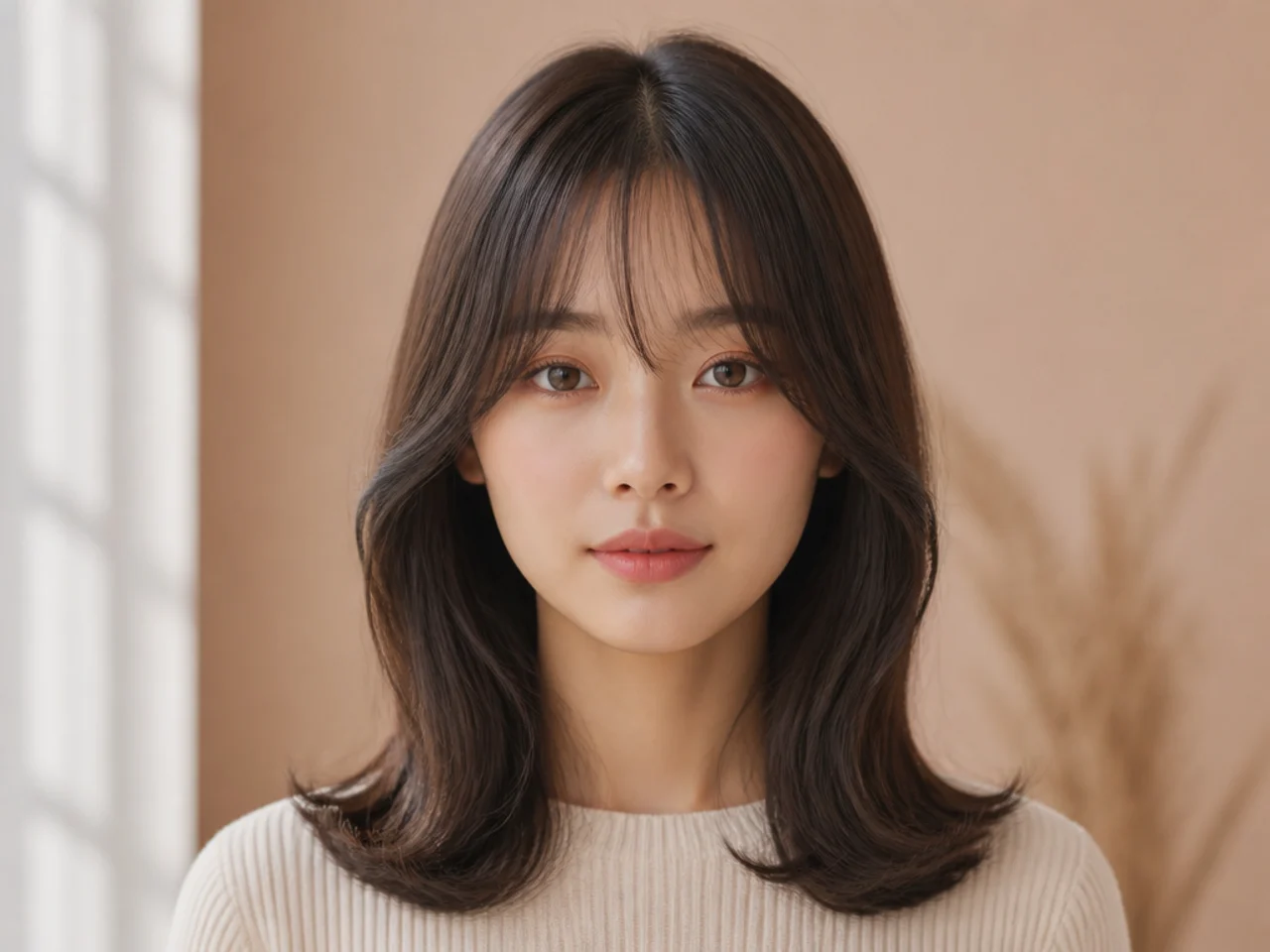 Straight hair with C-curl ends