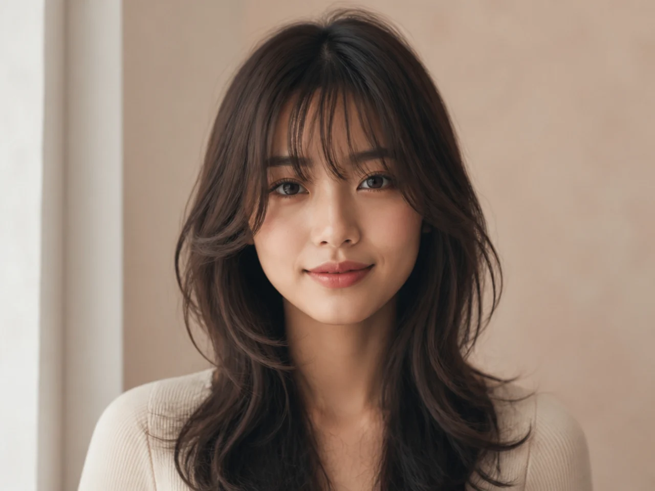 Bangs combined with face framing