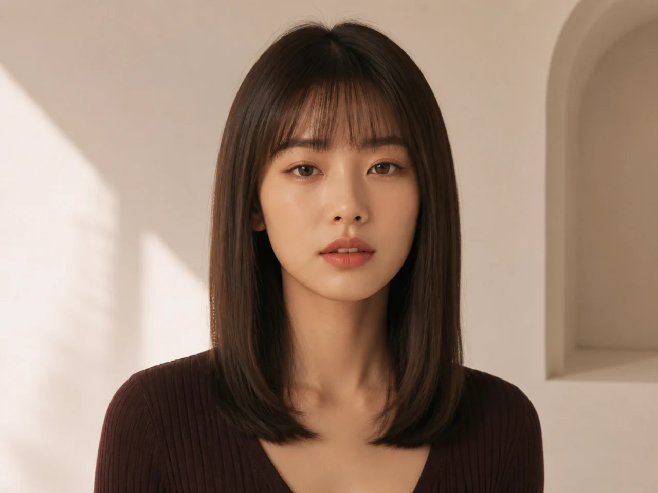 The same length cut without face framing