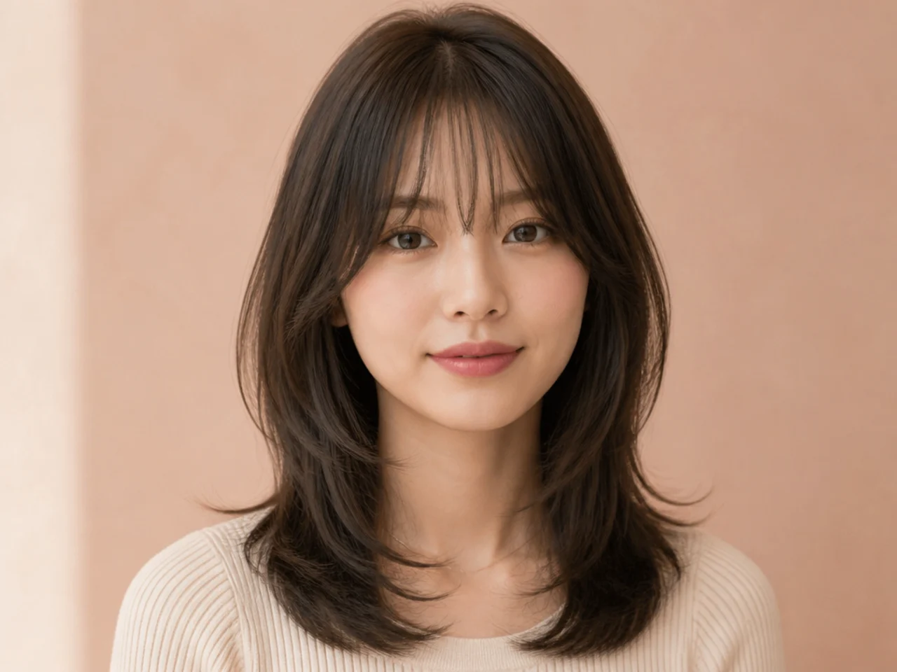 A hush cut with see-through bangs