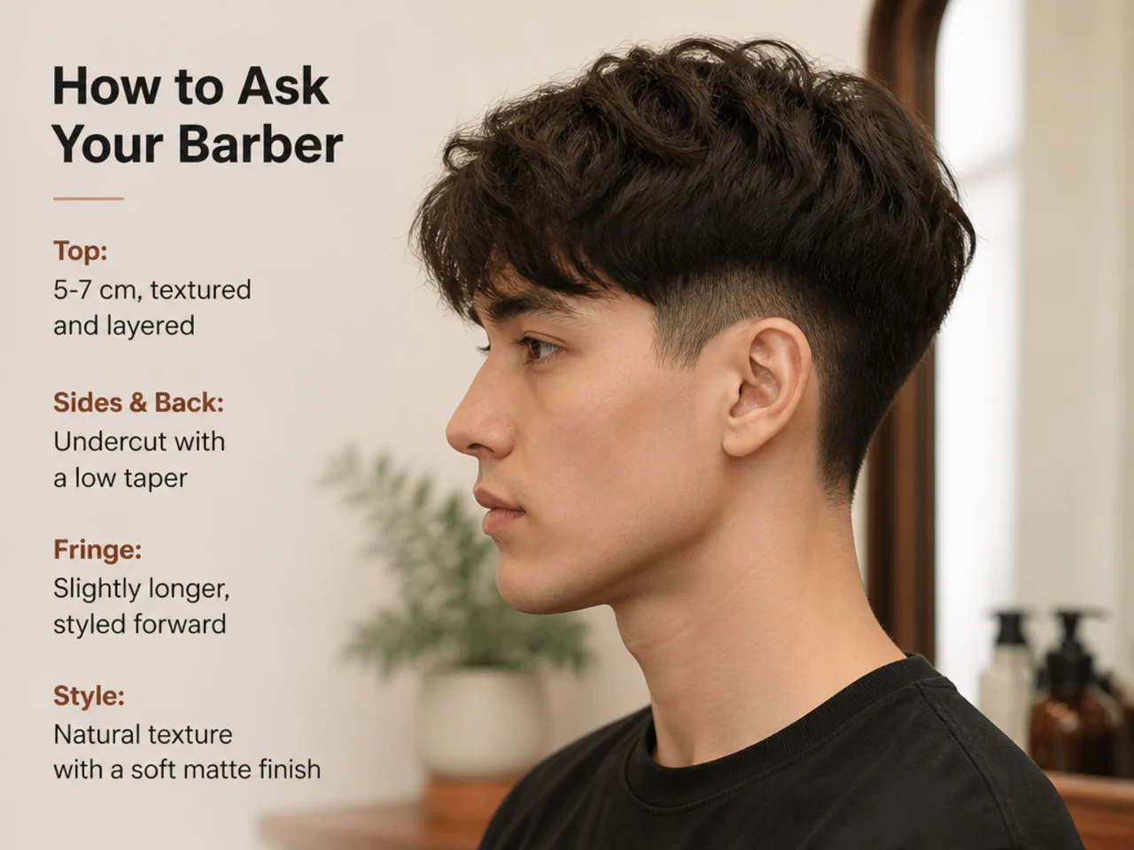 Barber consulting on a Korean two block haircut with reference photos on a phone