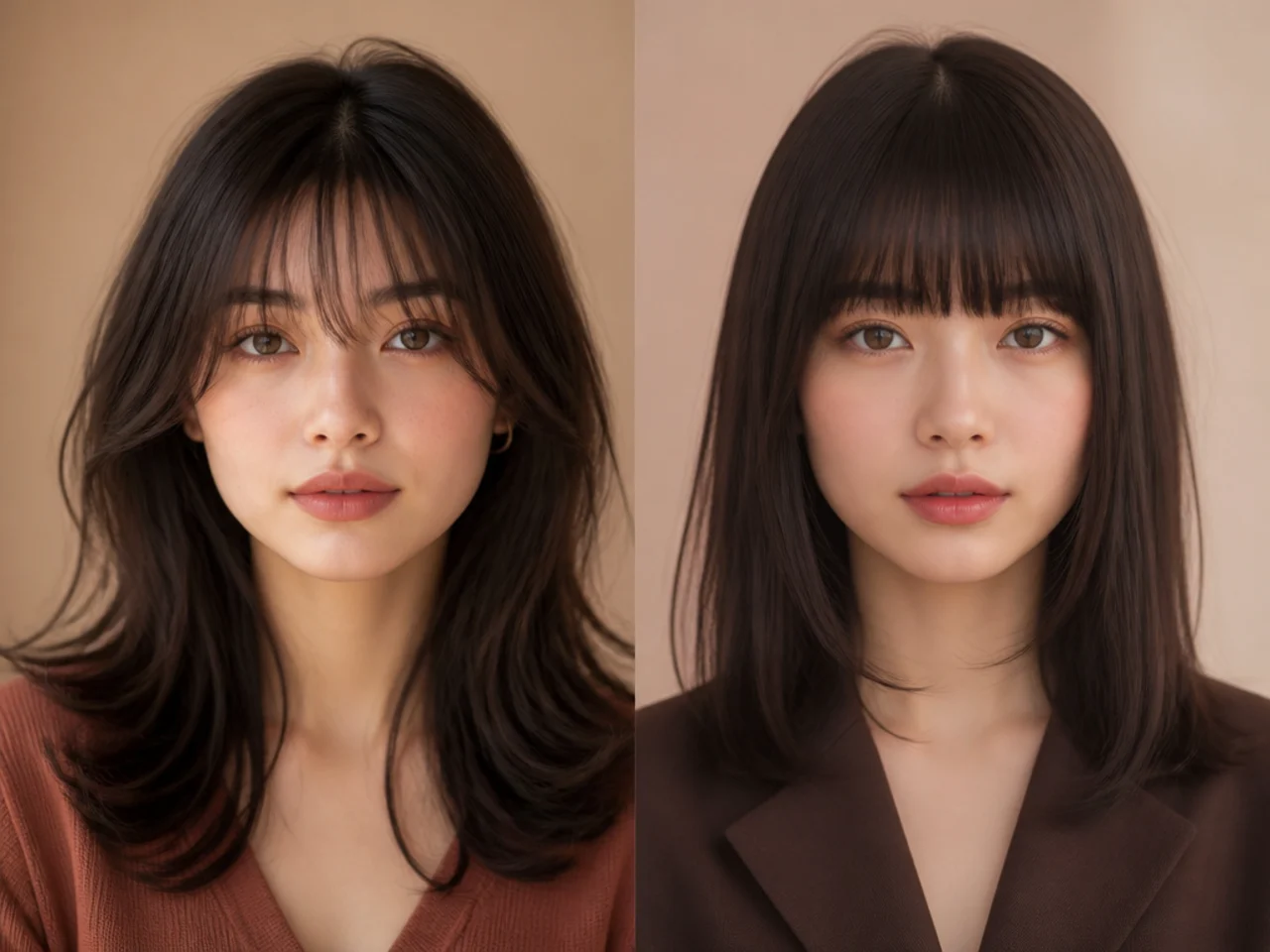 A see-through fringe and a blunt fringe
