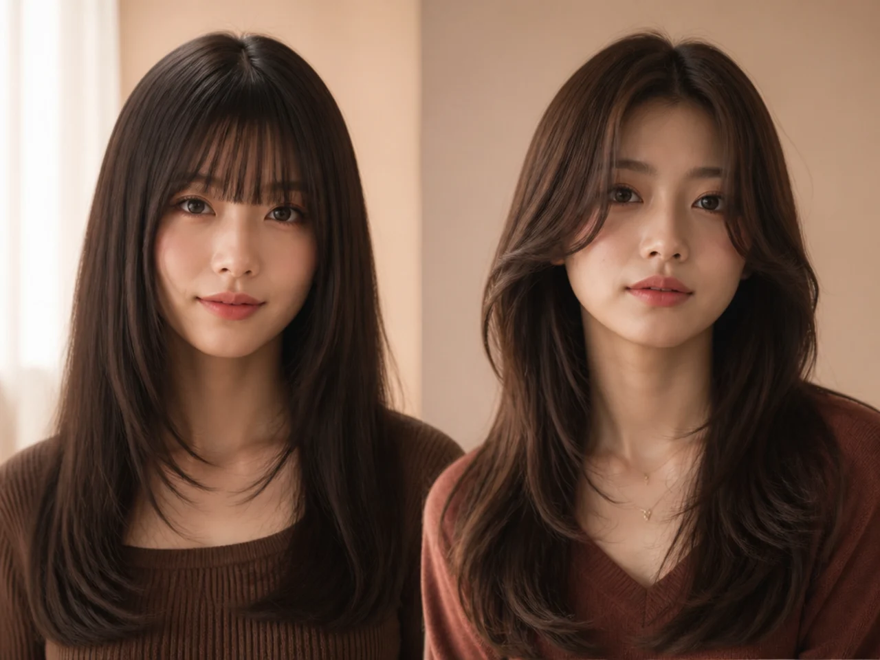 Both approaches on thick straight hair