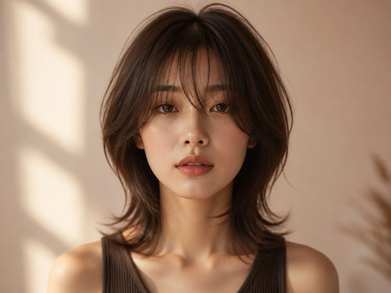 A Korean wolf cut on fine hair
