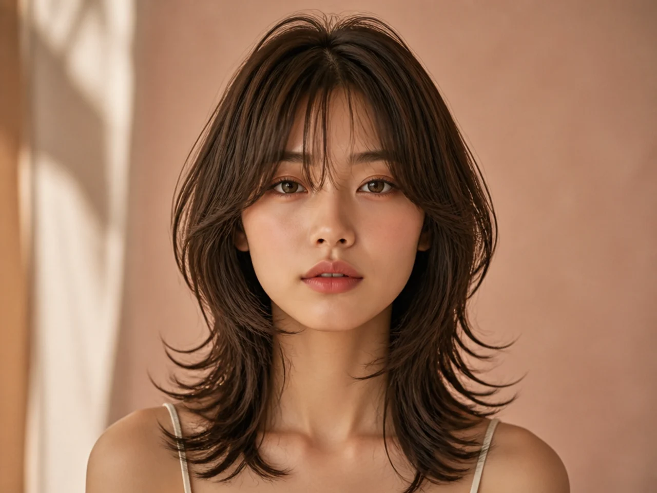 A wolf cut with C-curl face framing
