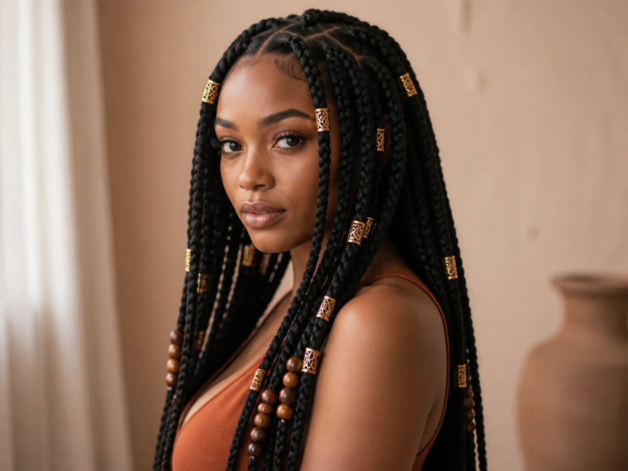 Braids wearing both cuffs and beads
