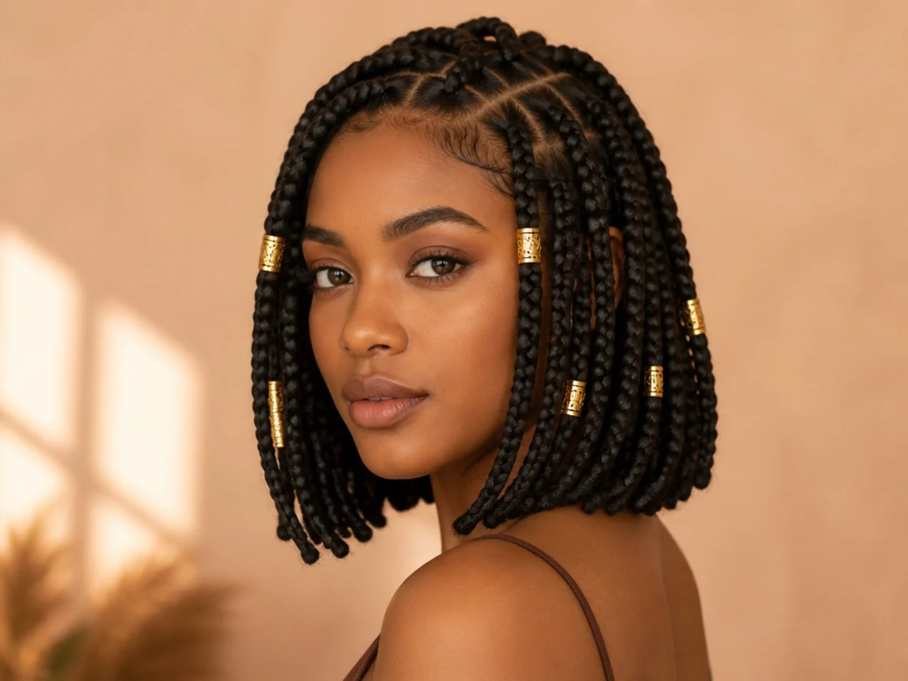 Braid bob finished with gold cuffs