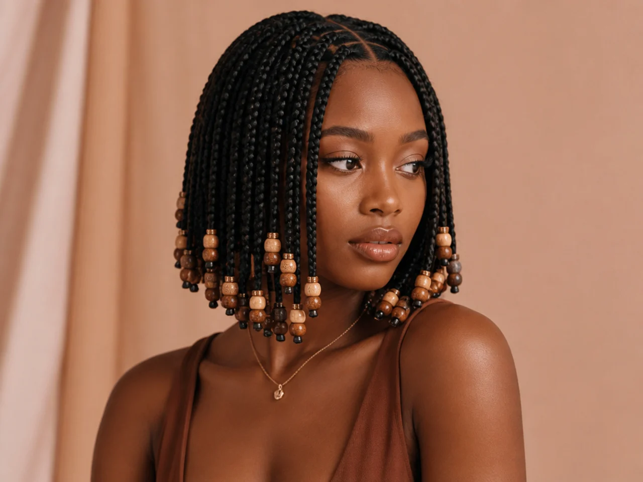 Braid bob with beaded ends