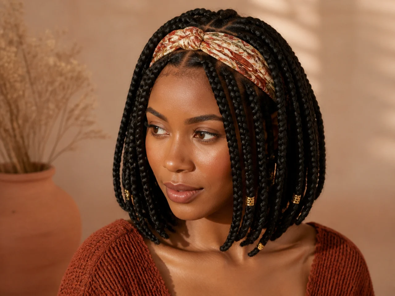 Braid bob worn with a headband