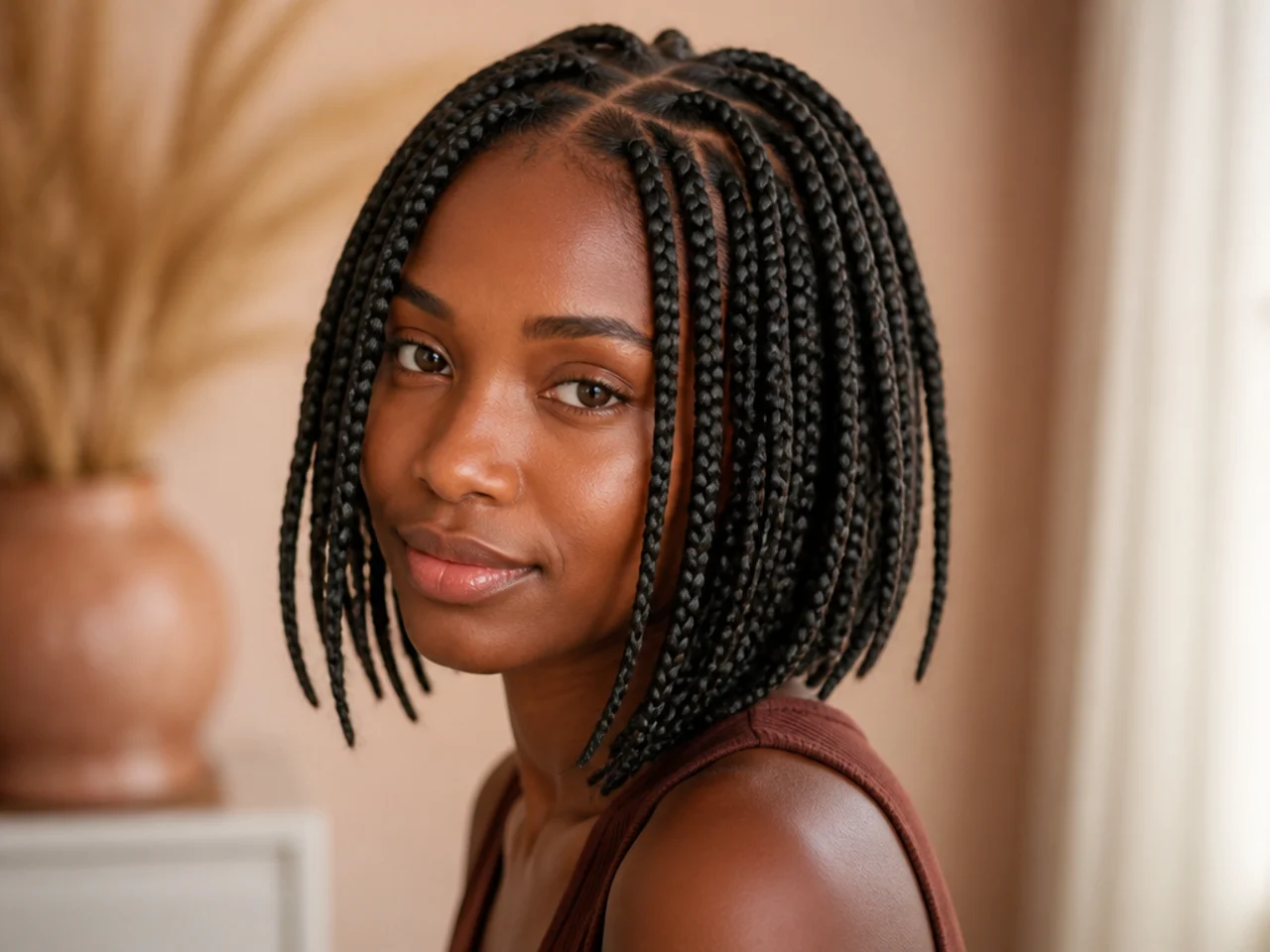 Braid bob installed on fine natural hair