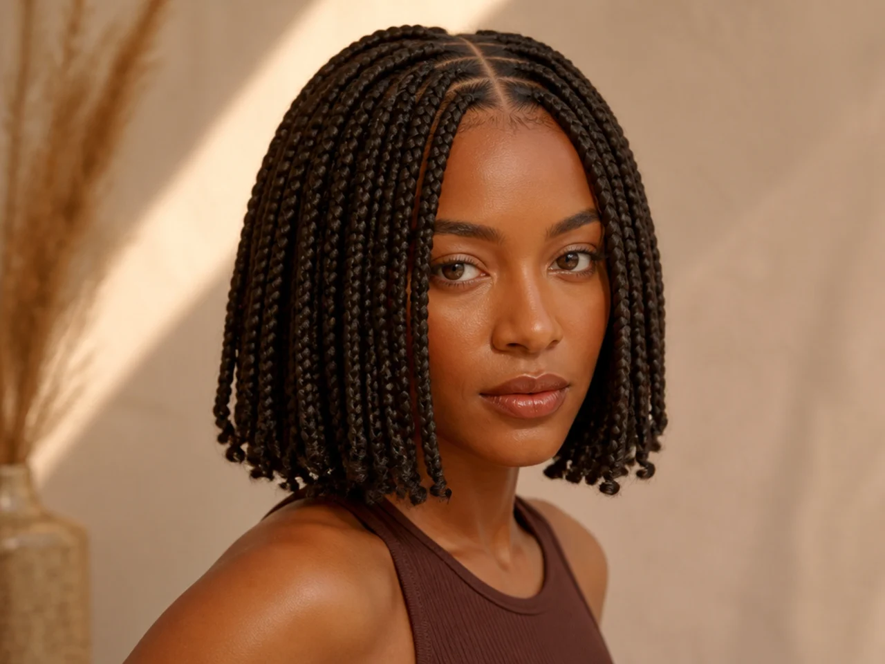 Centre-parted braid bob