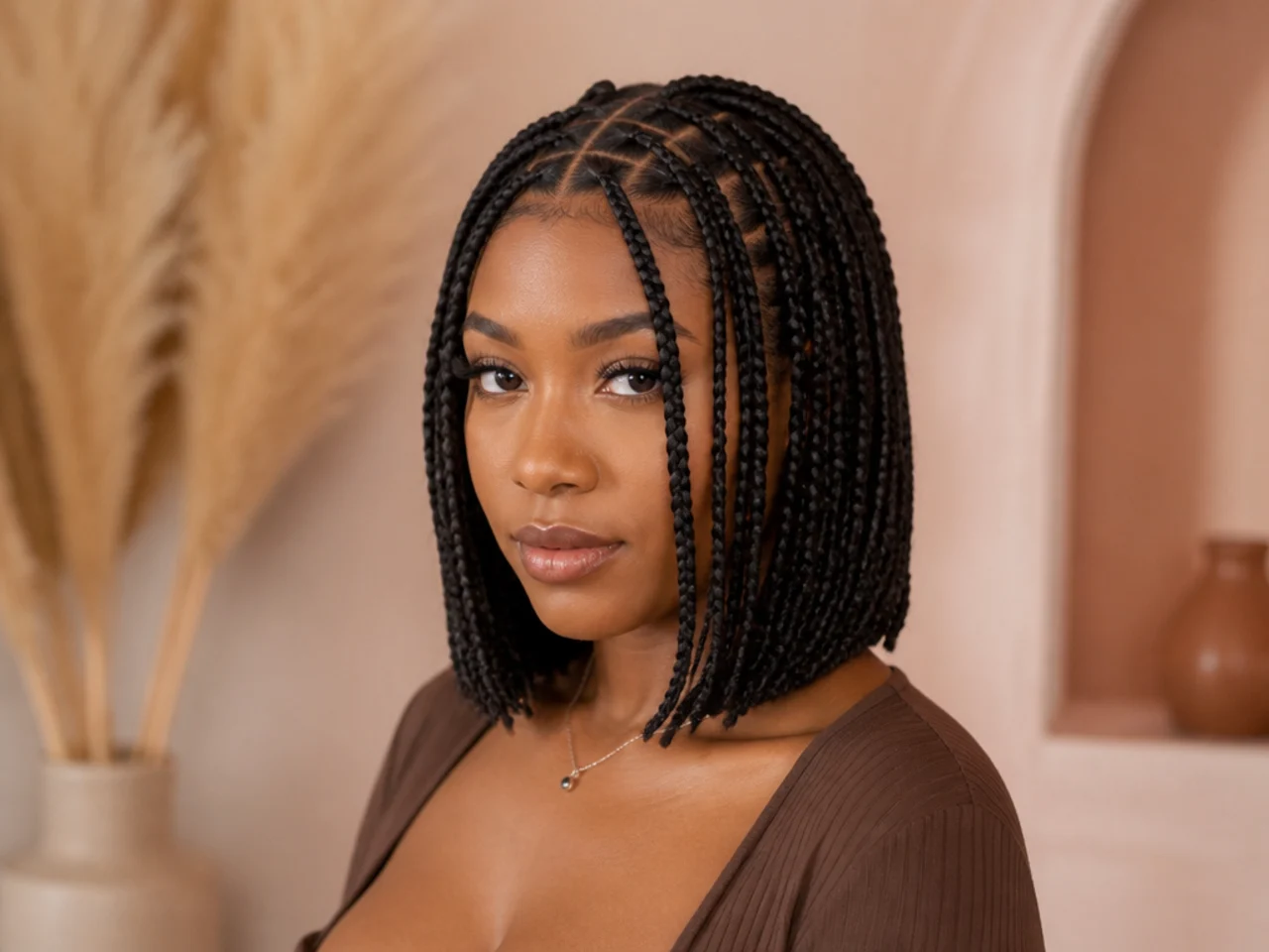 Braid bob with face-framing pieces