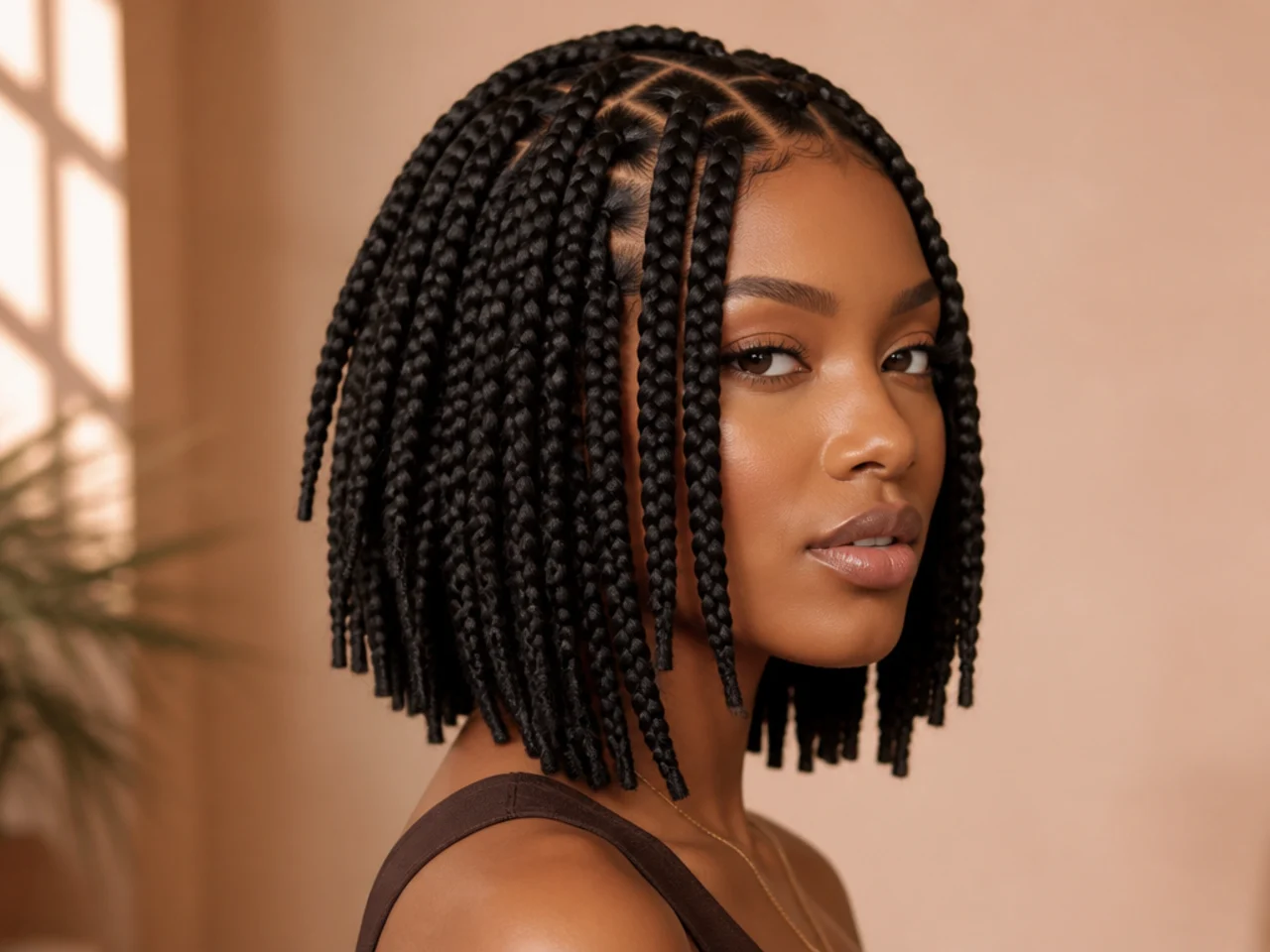 Braid bob cut in two distinct lengths