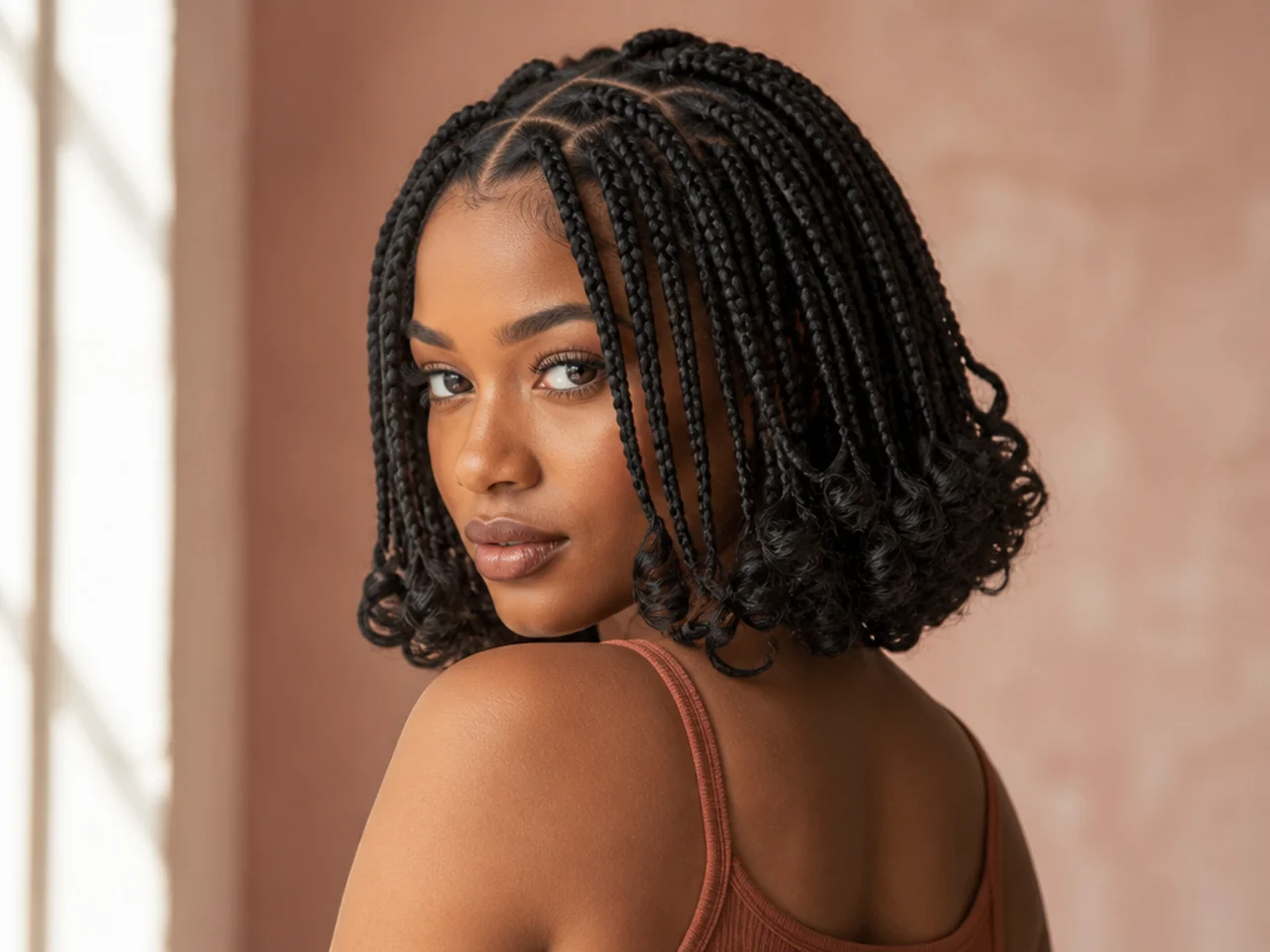 Braid bob with curled ends