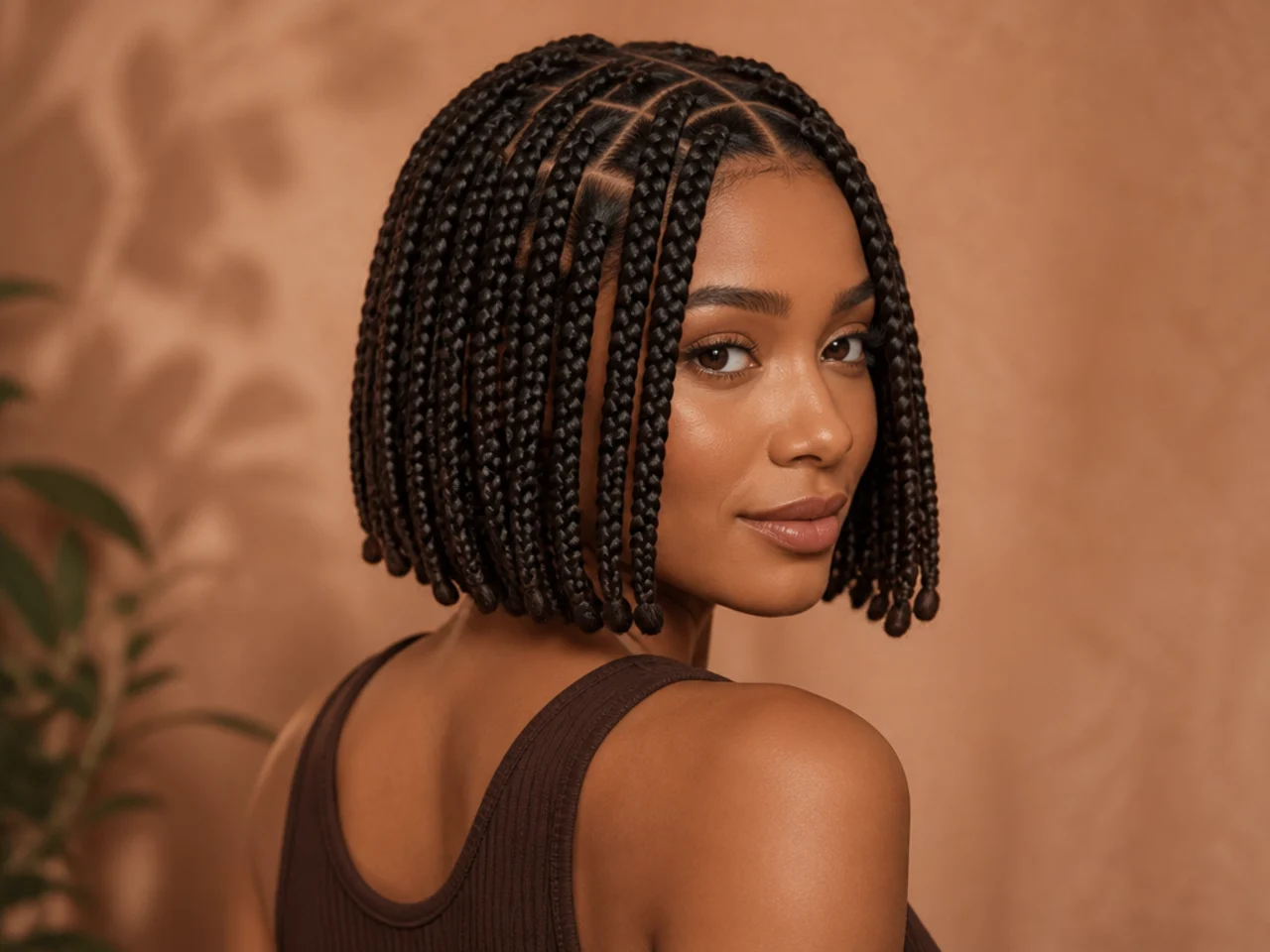 A braid bob shown from the side against the jaw