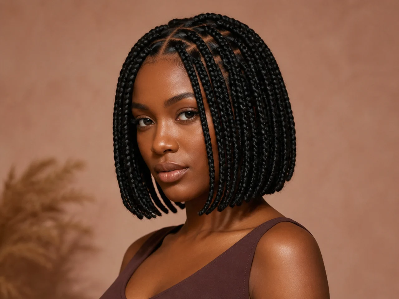 The blunt perimeter line of a braid bob