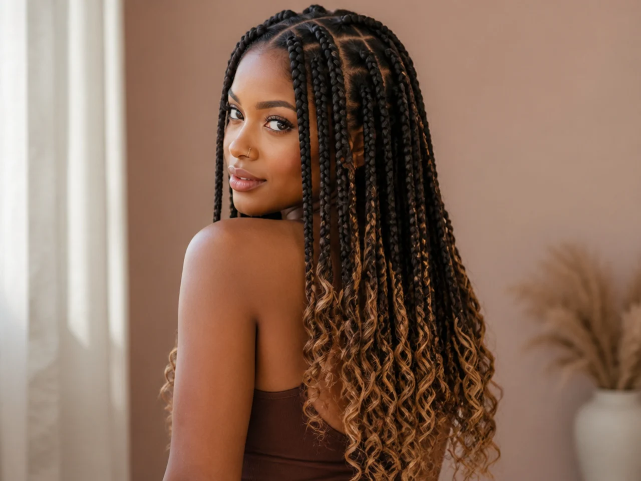 Braids with a lighter curl section