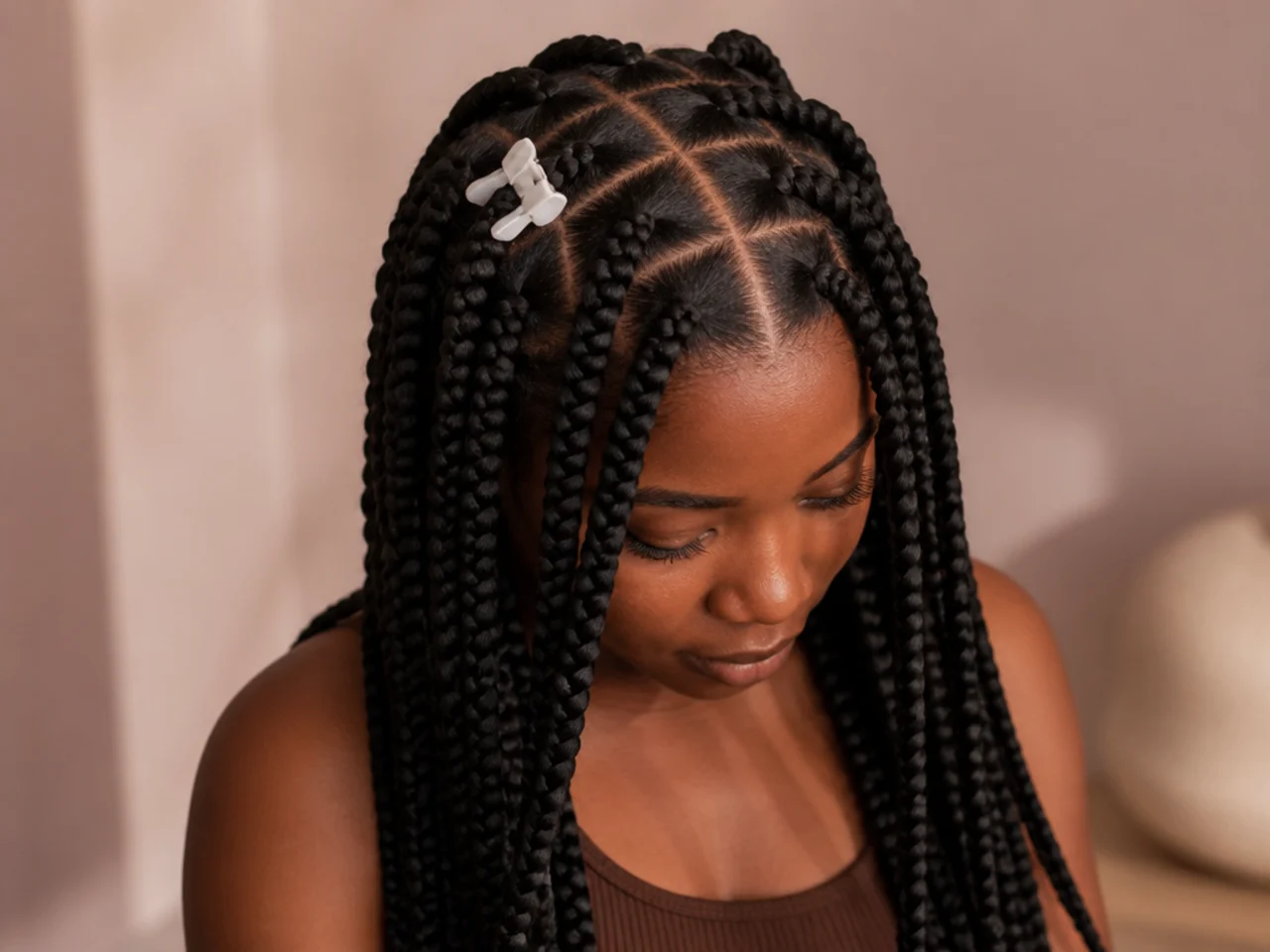 A small clip marking a wide braid