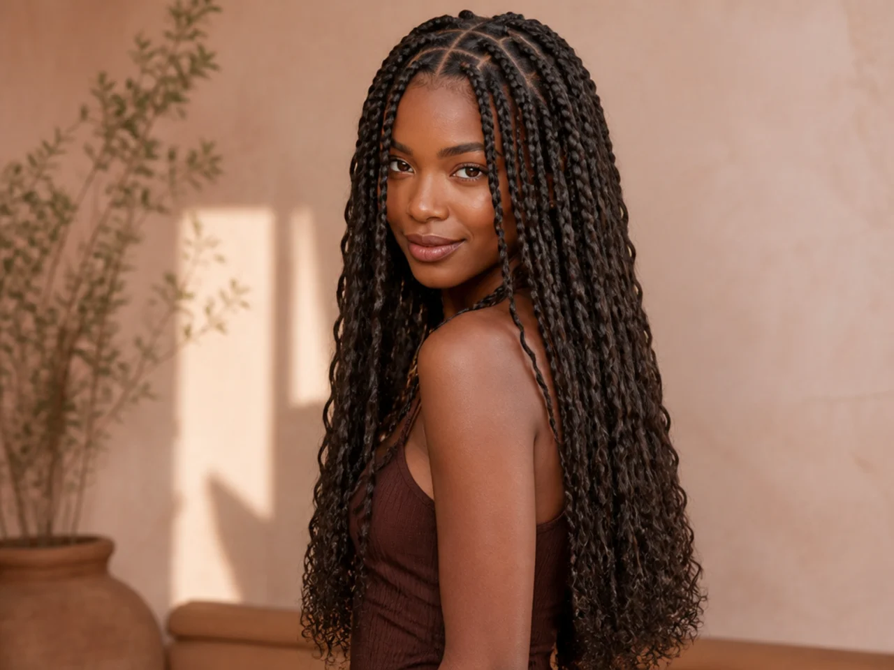 French curl large knotless braids