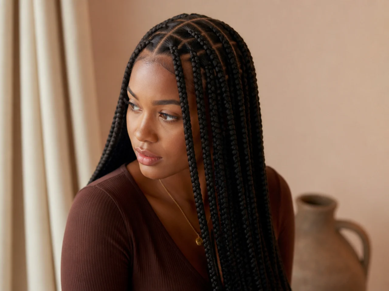 Braids installed with a straight-back parting grid