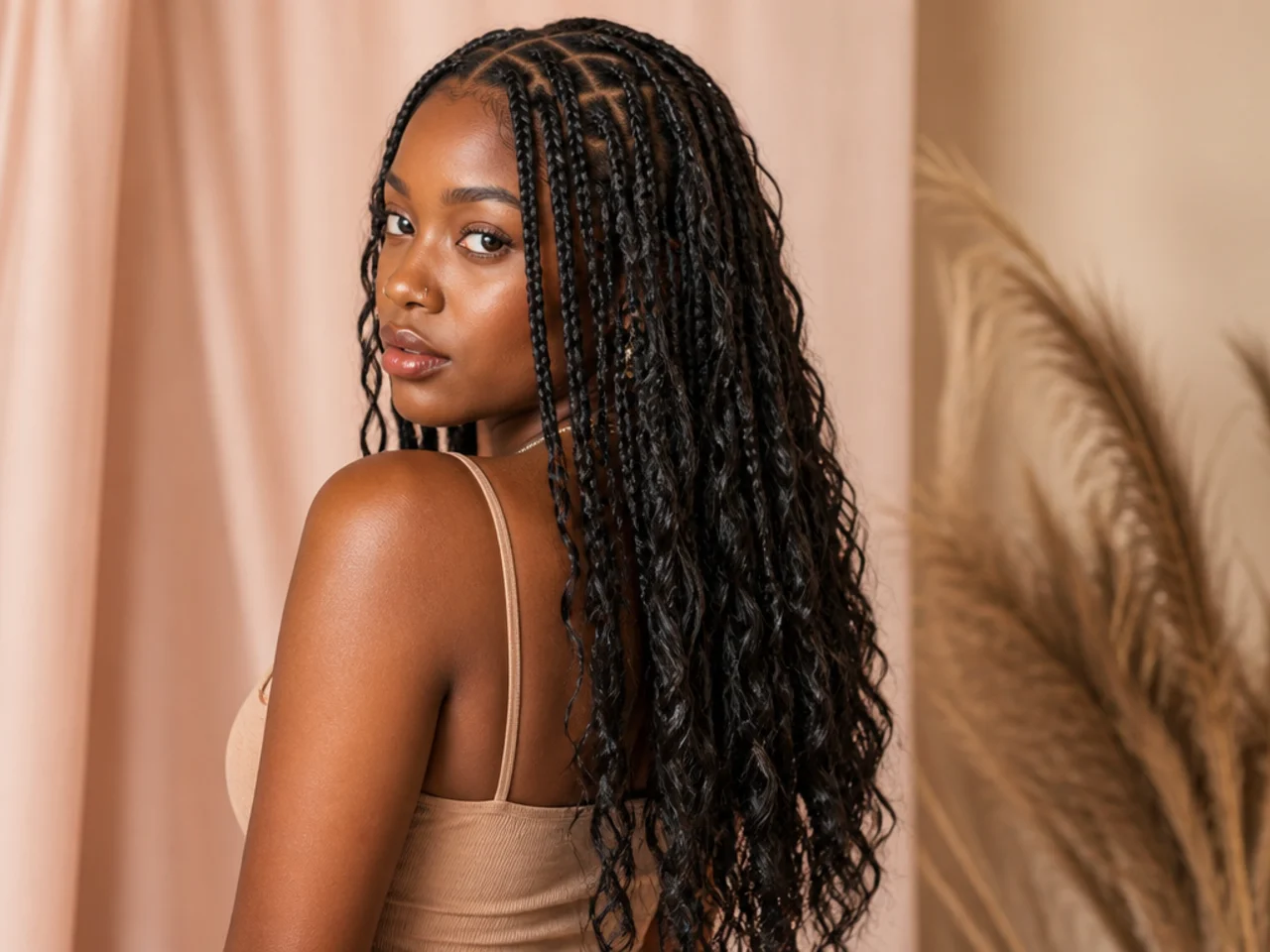 Boho large knotless braids