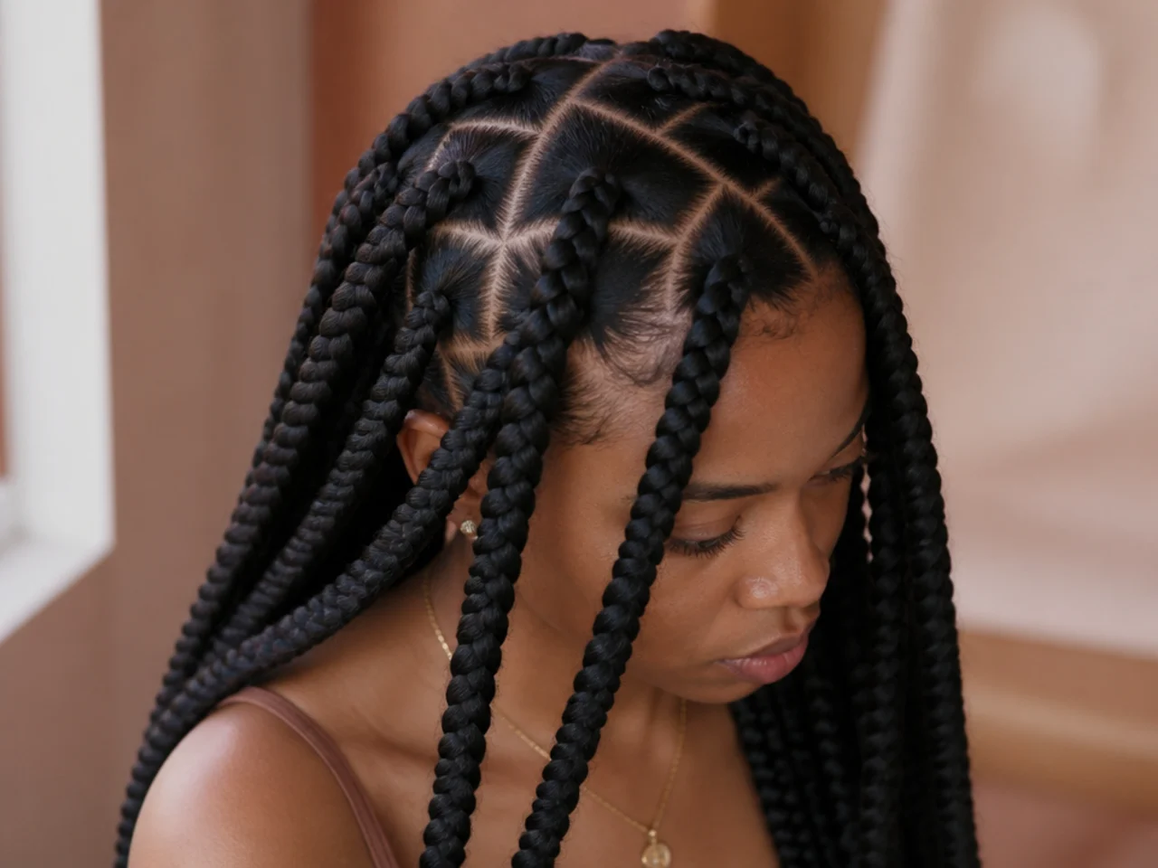 An uneven parting grid on large braids