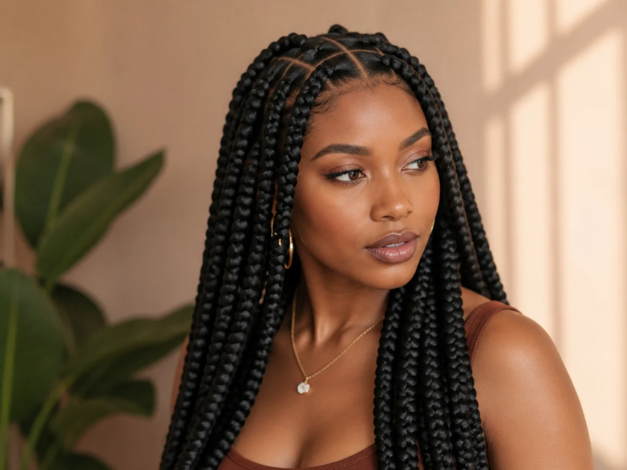 Jumbo large knotless braids