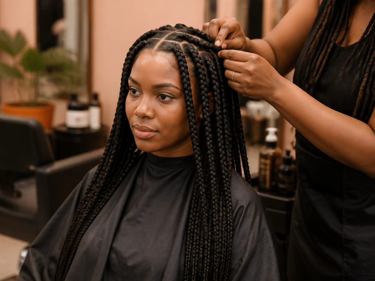 A braiding appointment in a salon