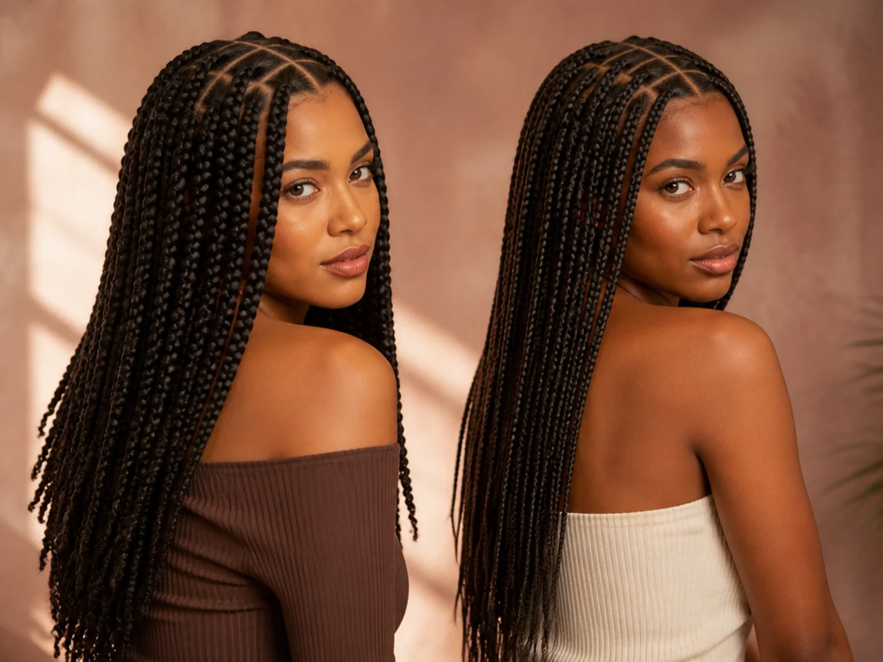 A full head of braids at each size